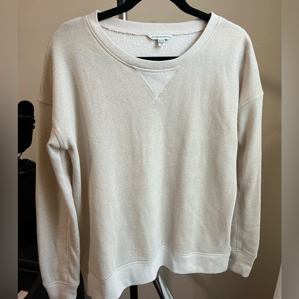American Eagle Beige Sweater w/ Gold sparkle Flecks